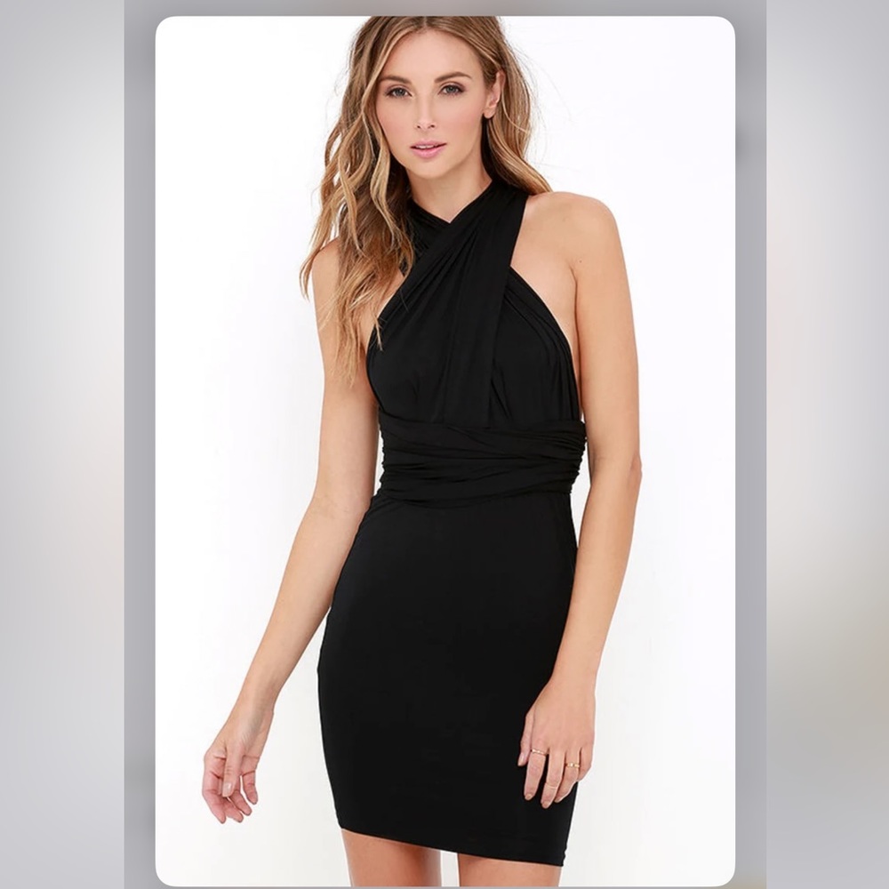 Lulus 🆕 trick of the trade Convertible black dress